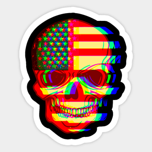 Skull America Glitch Sticker